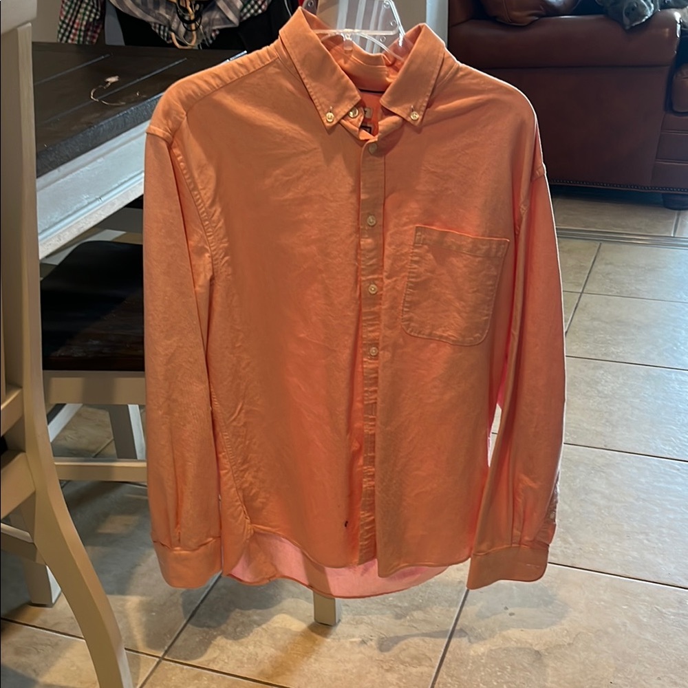 Peach Casual Button-Down Shirt for Men